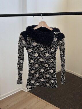 Miu Miu Black Floral Long Sleeve Top Size XS/S